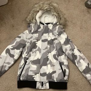 Hollister White Camo Winter Jacket